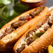 beef sausage sandwish