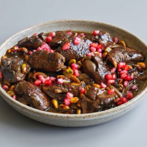 chicken liver with pomegranate molasses